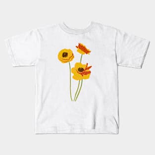 Yellow Ranunculus in Colorist style Kids T-Shirt